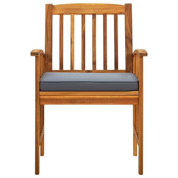 Градински трапезен комплект с възглавници 3 части акация масив