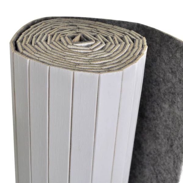 Параван за стая, бамбук, бял, 250x165 см