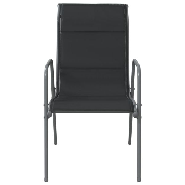 Градински столове, 4 бр, стомана и textilene, черни