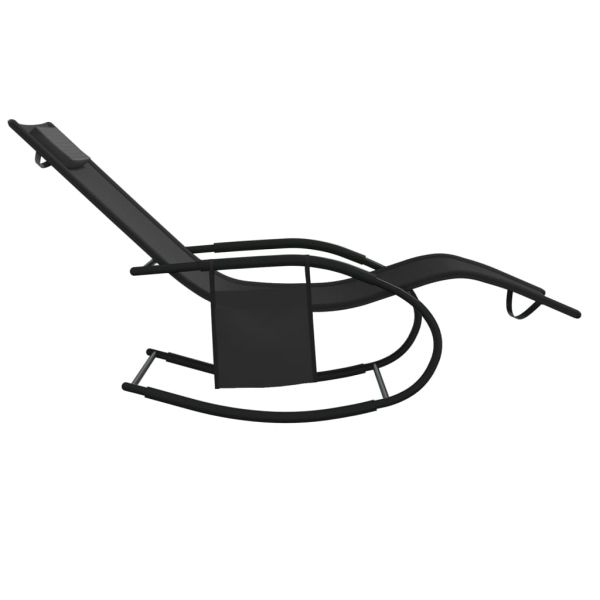 Люлеещ се шезлонг, черен, стомана и textilene