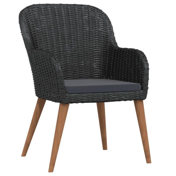 Градински трапезен комплект с възглавници 7 части черен