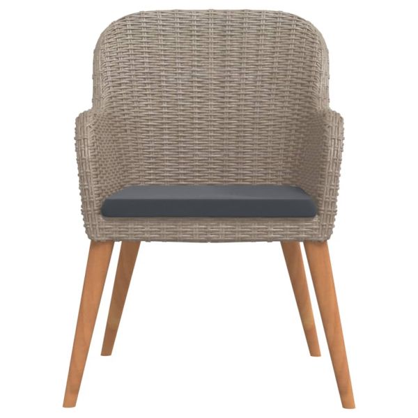 Градински трапезен комплект с възглавници, 7 части, кафяв