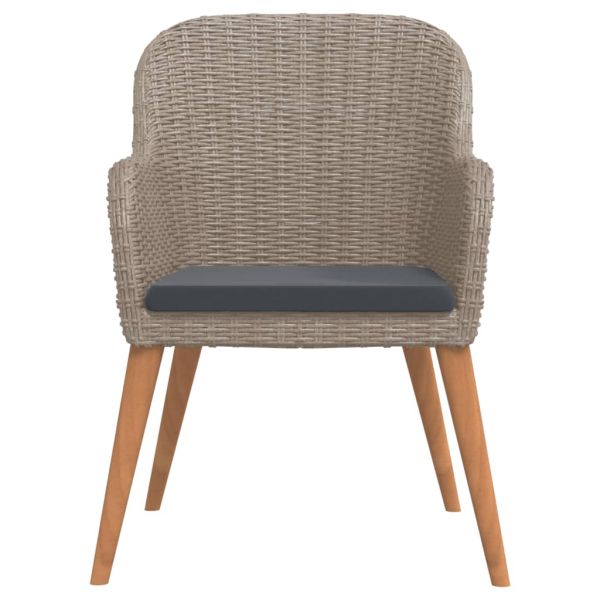 Градински трапезен комплект с възглавници, 7 части, кафяв