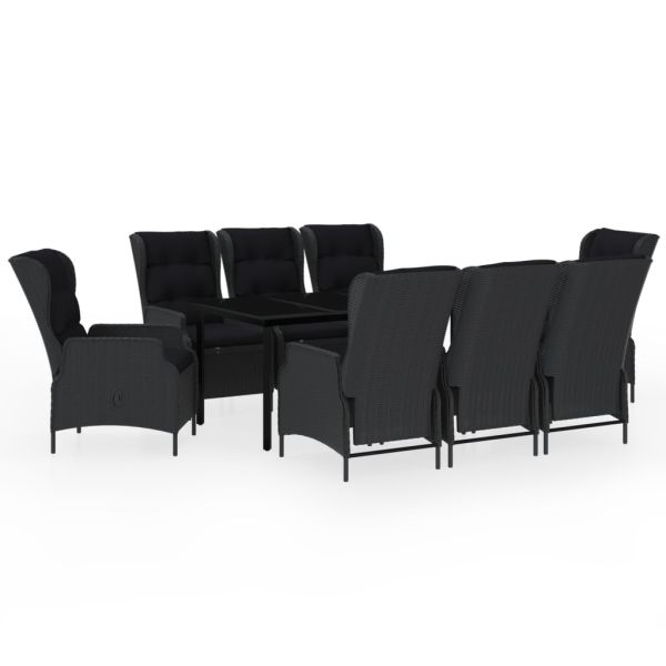 Градински трапезен комплект, 9 части, тъмносив