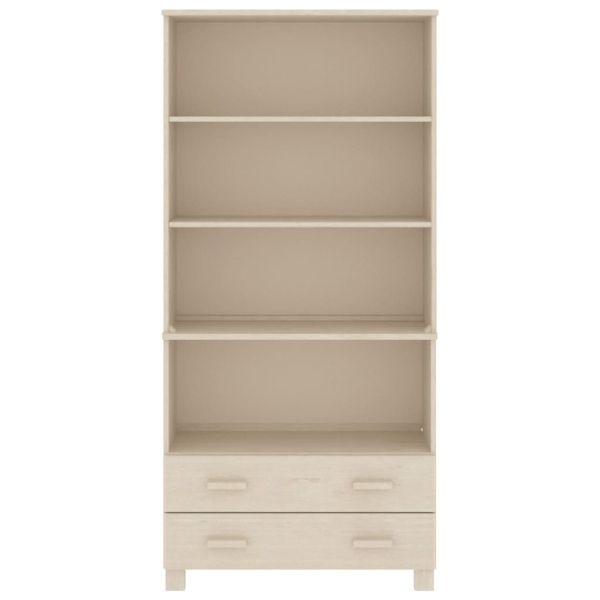 Висок шкаф HAMAR, борово дърво масив, меденокафяв