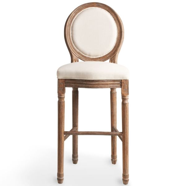 Бар табуретки, 2 бр, бели, лен