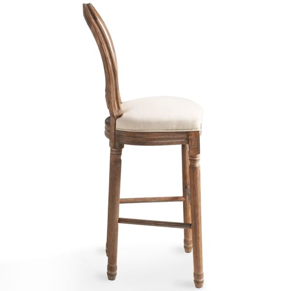 Бар табуретки, 2 бр, бели, лен