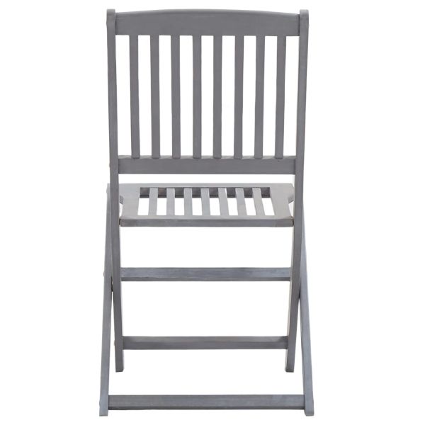 Градински трапезен комплект, 5 части, акация масив, сив