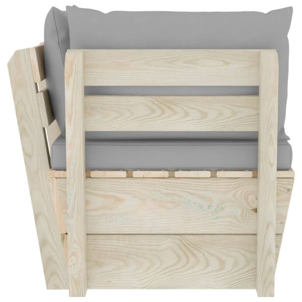 Градински палетен ъглов диван с възглавници, импрегниран смърч