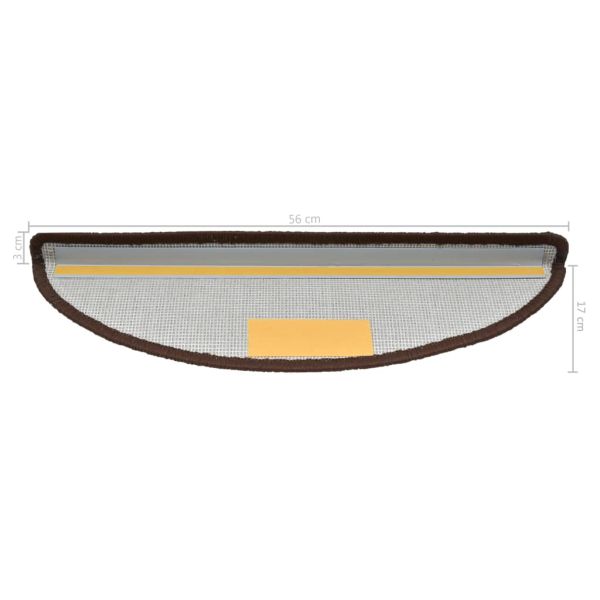 Изтривалки за стълби, 10 бр., 56x17x3 см, кафяви, полукръгли