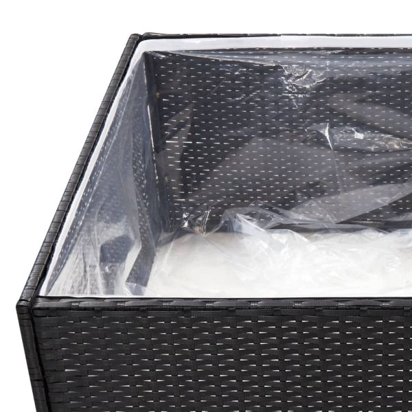 Градински сандък, черен, 80x80x40 см, полиратан