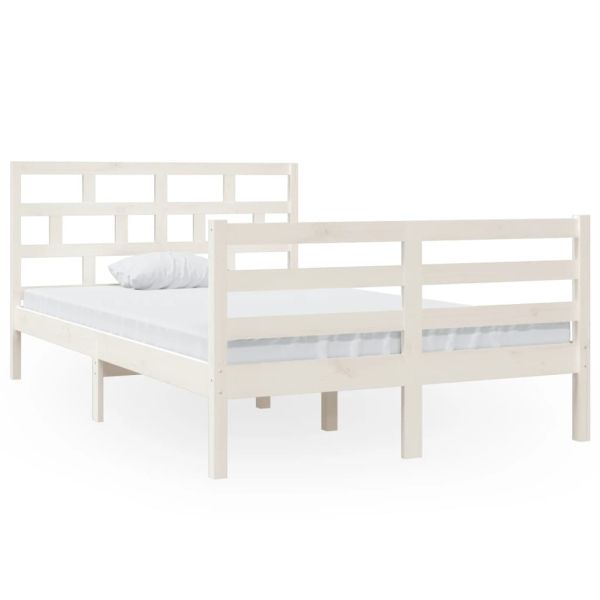 Рамка за легло, бяла, бор масив, 120x200 см
