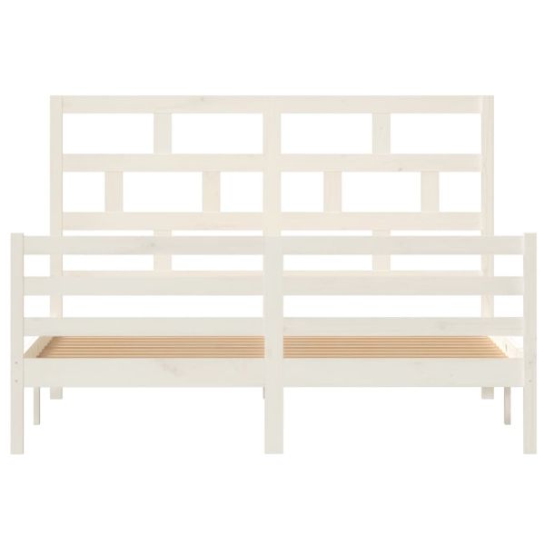 Рамка за легло, бяла, дърво масив, 150x200 cм, King Size
