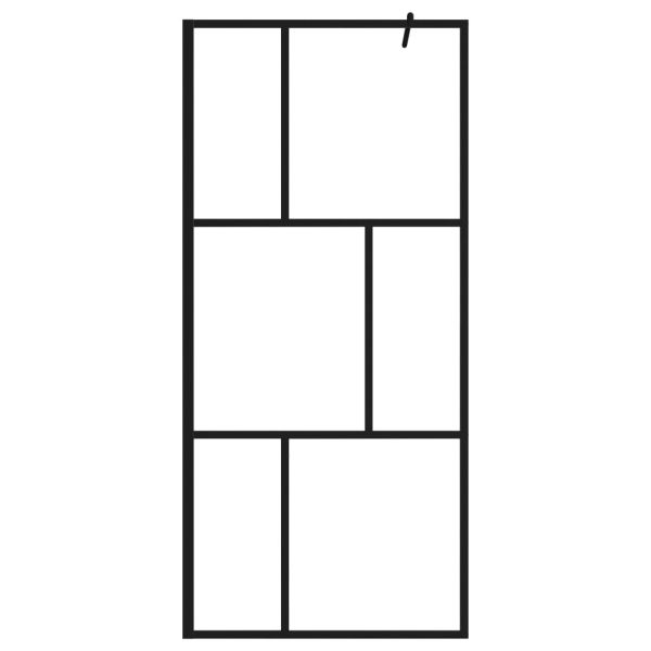 Преграден параван за баня, закалено стъкло, черен, 90x195 см