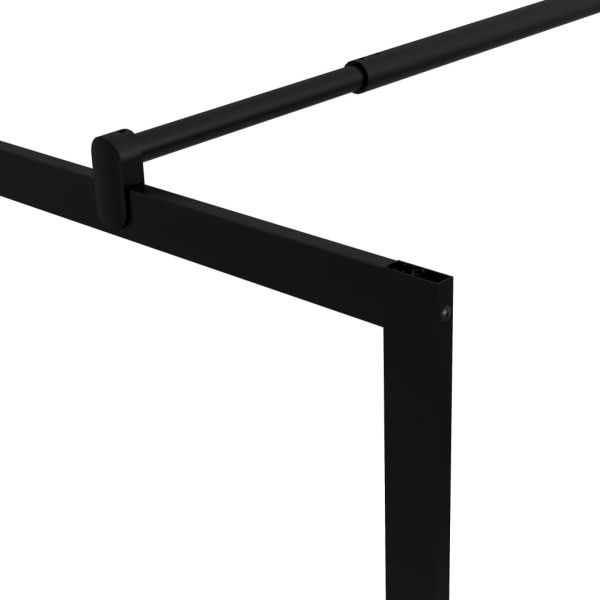 Преграден параван за баня, закалено стъкло, черен, 90x195 см