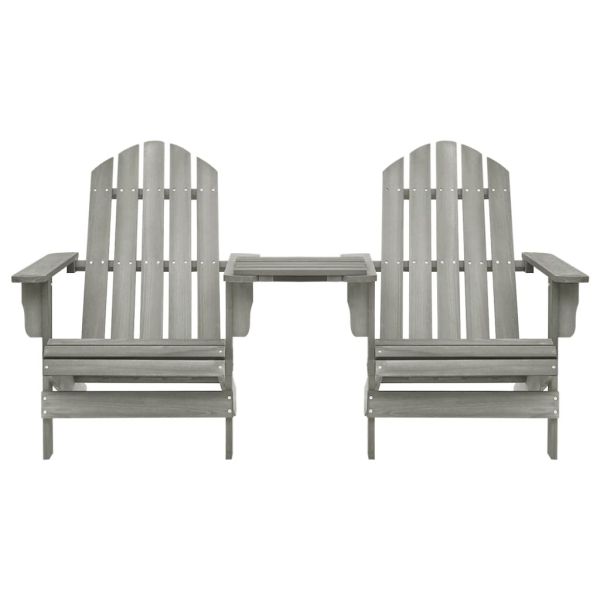 Градински столове Адирондак с масичка за чай, чам масив, сиви