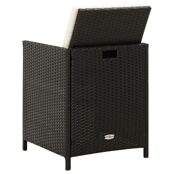 Комплект от 4 части градински стол и табуретка полиратан черен