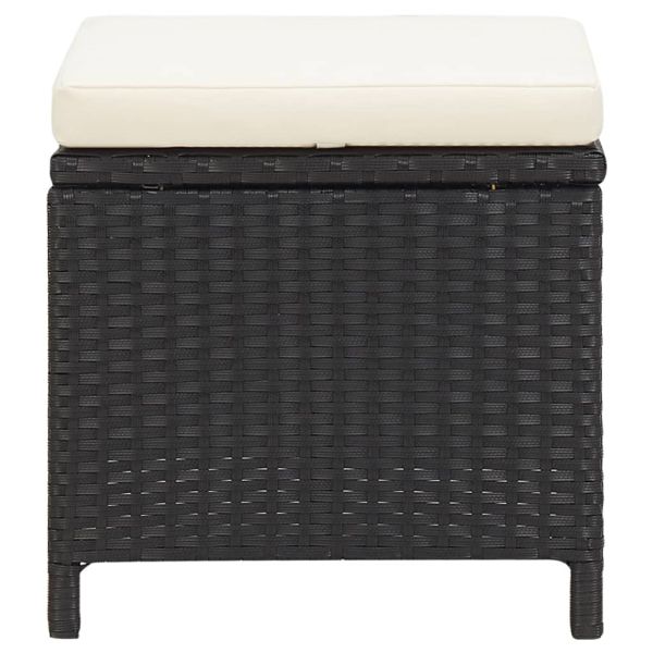 Комплект от 4 части градински стол и табуретка полиратан черен