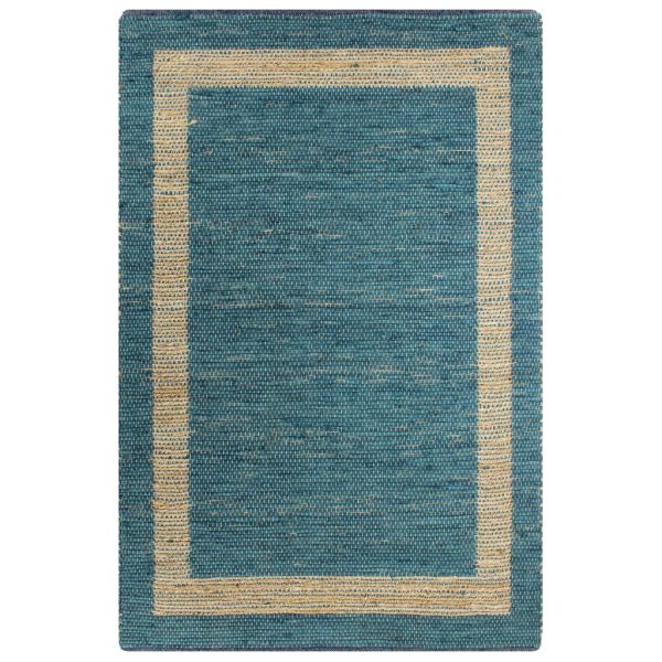 Ръчно тъкан килим от юта, син, 120x180 см