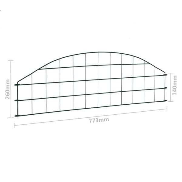 Комплект дъгообразна градинска ограда 77,3x26 см зелено