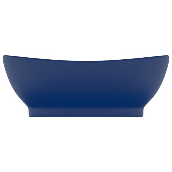 Мивка с преливник лукс овал тъмносин мат 58,5x39 см керамика