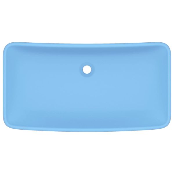 Луксозна правоъгълна мивка матово светлосиня 71x38 см керамика