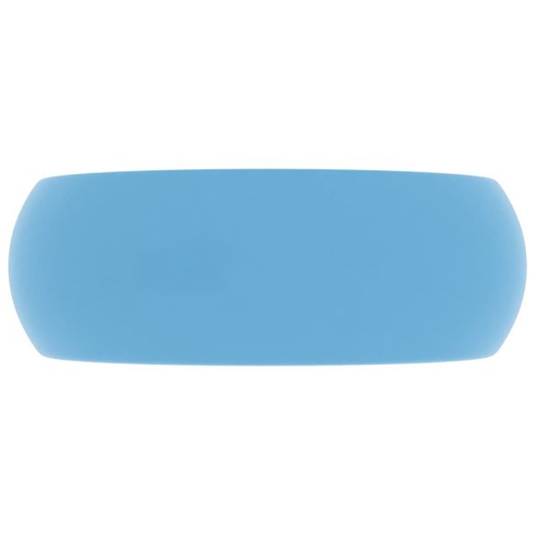 Луксозна кръгла мивка, матово светлосиня, 40x15 см, керамика