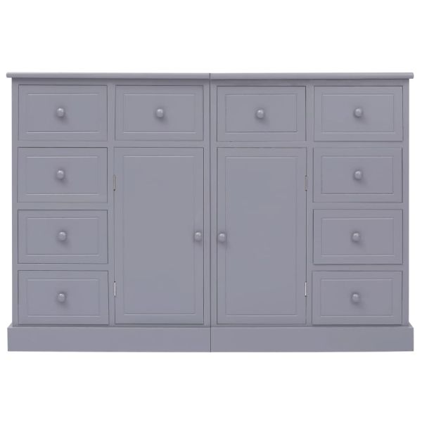 Бюфет с 10 чекмеджета, сив, 113x30x79 см, дърво