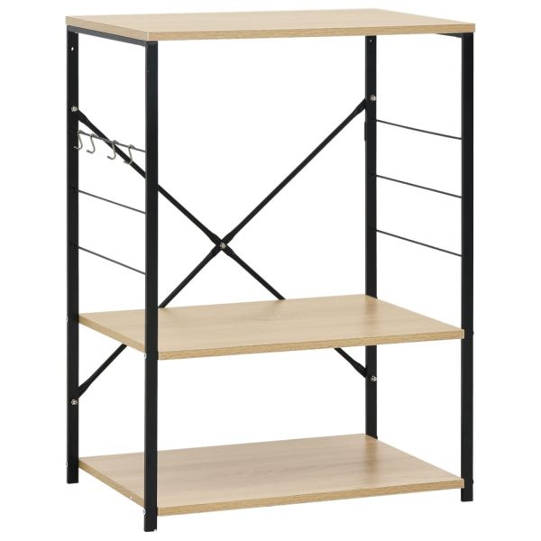 Шкаф за микровълнова черно и дъб 60x39,6x79,5см инженерно дърво