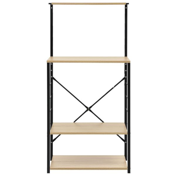 Шкаф за микровълнова черно и дъб 60x39,6x123 см инженерно дърво