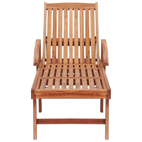 Шезлонг с виненочервено шалте, тиково дърво масив