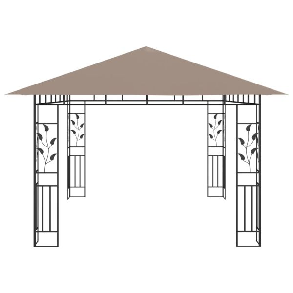 Шатра с мрежа срещу комари и LED стрингове 4x3x2,73 м таупе
