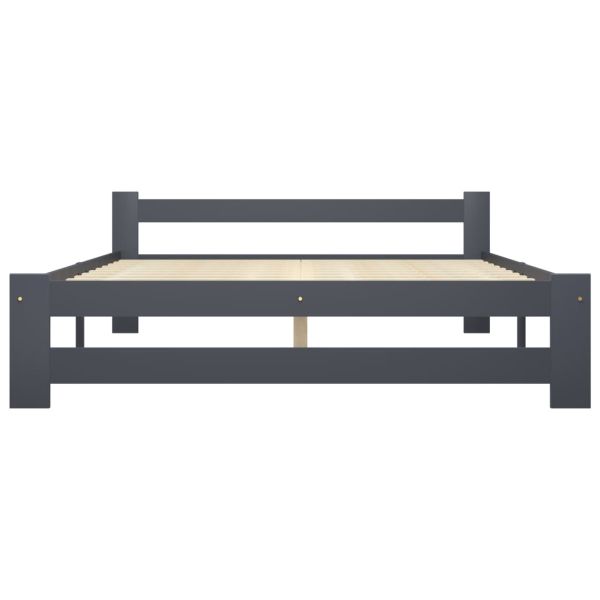 Рамка за легло, тъмносива, бор масив, 160x200 см