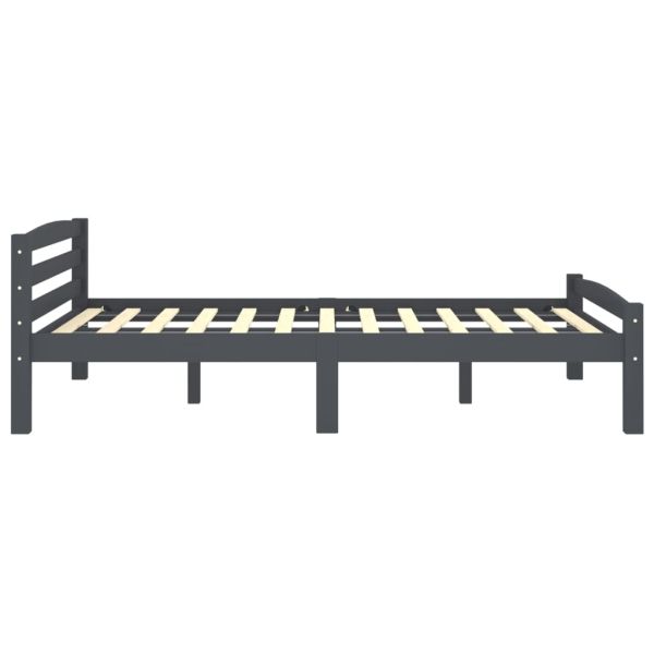 Рамка за легло, тъмносива, борово дърво масив, 140x200 см