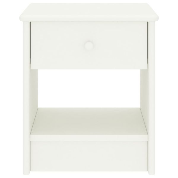 Нощно шкафче, бяло, 35x30x40 см, бор масив