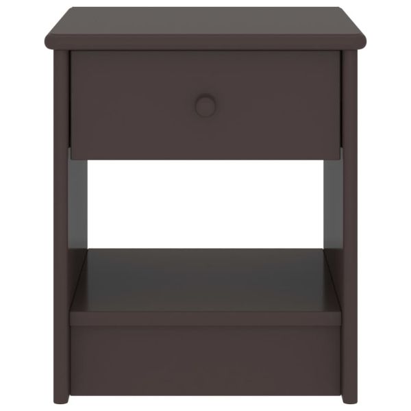 Нощно шкафче, тъмнокафяво, 35x30x40 см, бор масив