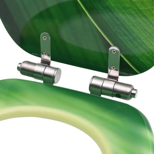 Тоалетна седалка плавно затваряне МДФ дизайн зелени водни капки