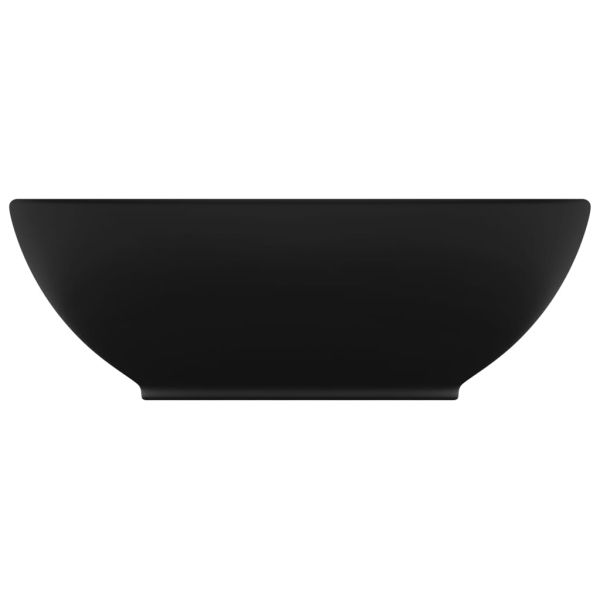 Луксозна овална мивка, матово черна, 40x33 см, керамика