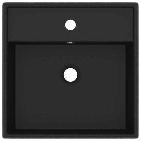 Мивка с преливник лукс квадрат черен мат 41x41 см керамика