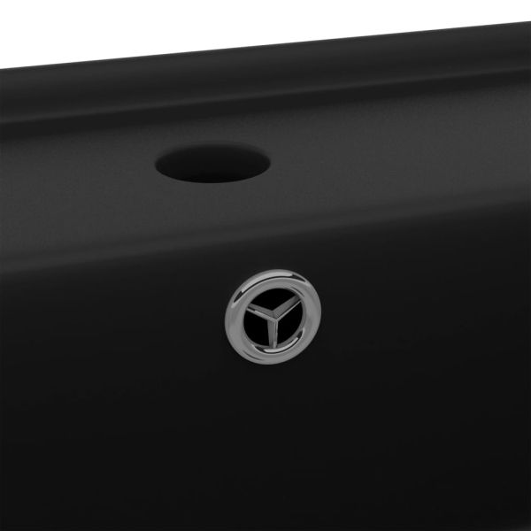 Мивка с преливник лукс квадрат черен мат 41x41 см керамика