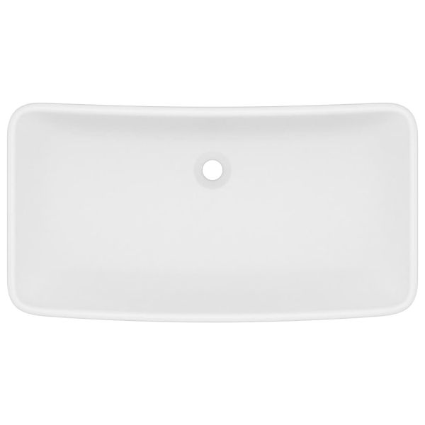 Луксозна правоъгълна мивка матово бяла 71x38 см керамика