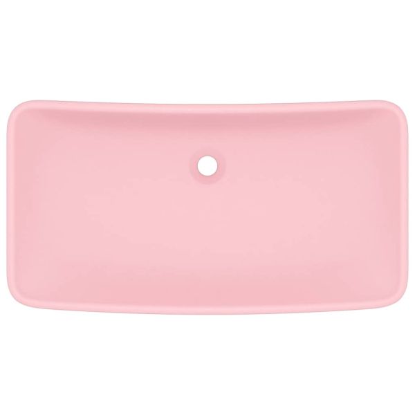 Луксозна правоъгълна мивка матово розова 71x38 см керамика