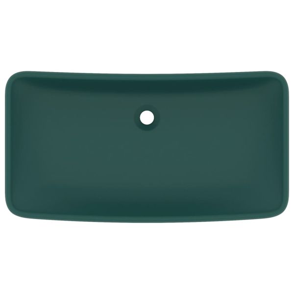 Луксозна правоъгълна мивка матово тъмнозелена 71x38 см керамика