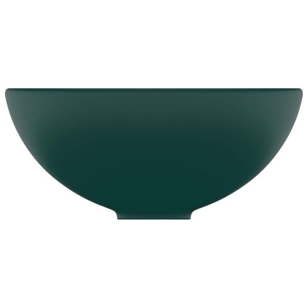 Мивка за баня лукс кръгла тъмнозелен мат 32,5x14 см керамика