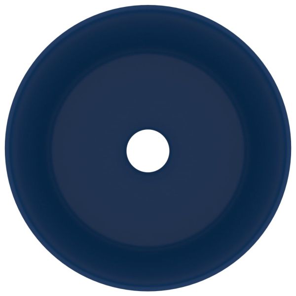 Луксозна кръгла мивка, матово тъмносиня, 40x15 см, керамика