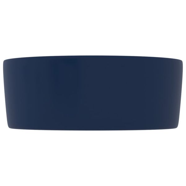 Луксозна кръгла мивка, матово тъмносиня, 40x15 см, керамика