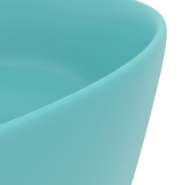 Луксозна кръгла мивка, матово светлозелена, 40x15 см, керамика