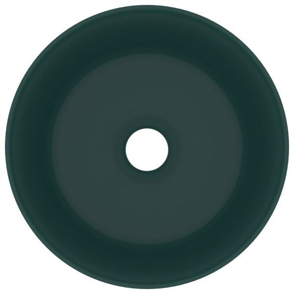 Луксозна кръгла мивка, матово тъмнозелена, 40x15 см, керамика