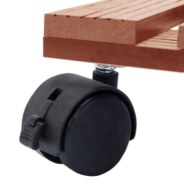 Поставки за цветя на колелца, 2 бр, кафяви, 30x30x7,5 см, WPC