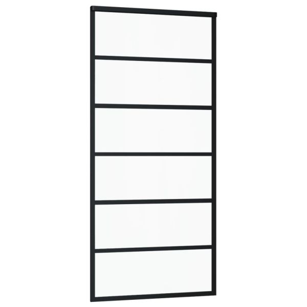 Плъзгаща врата, ESG стъкло и алуминий, 90x205 см, черна